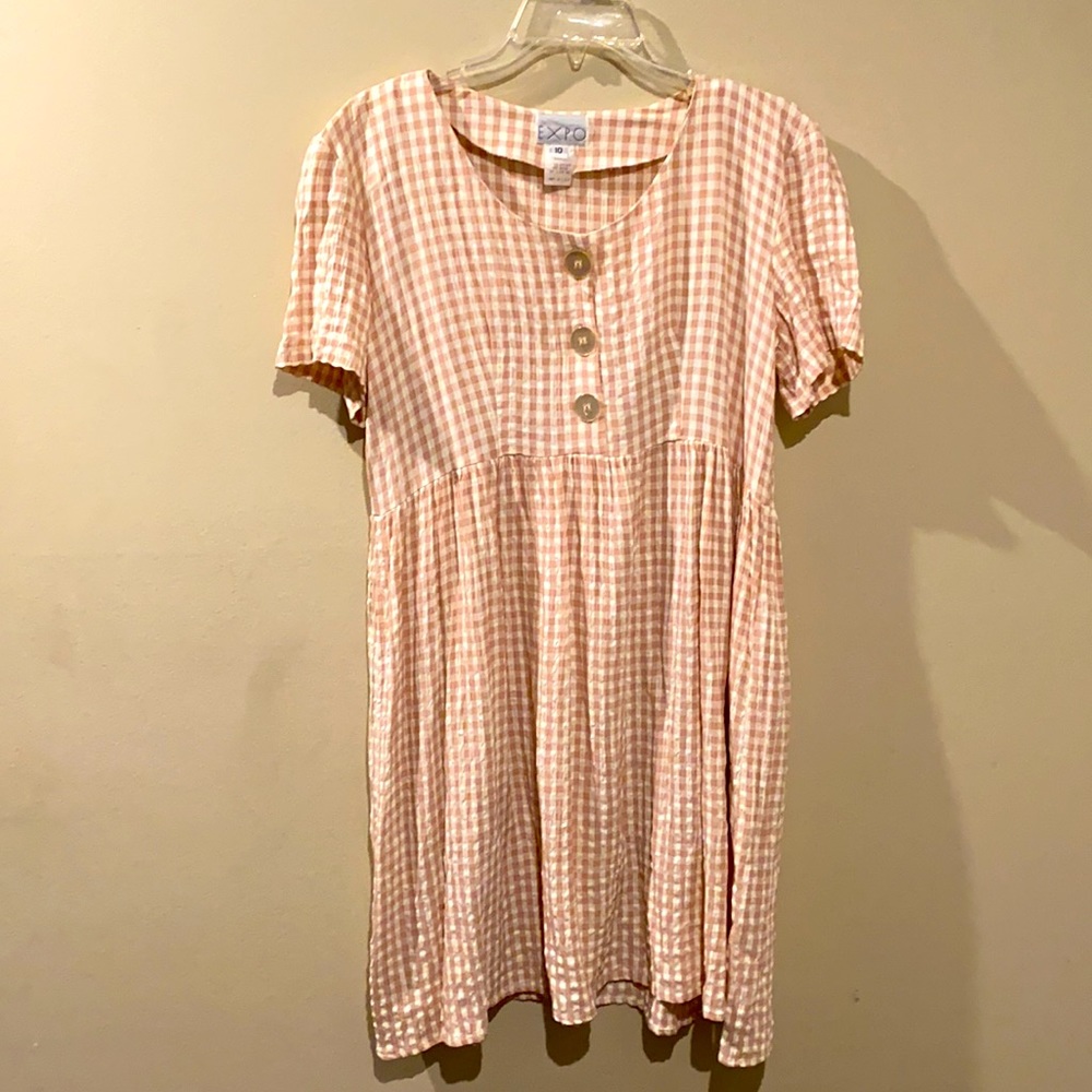 Expo Pink & White gingham cottage core dress 10
